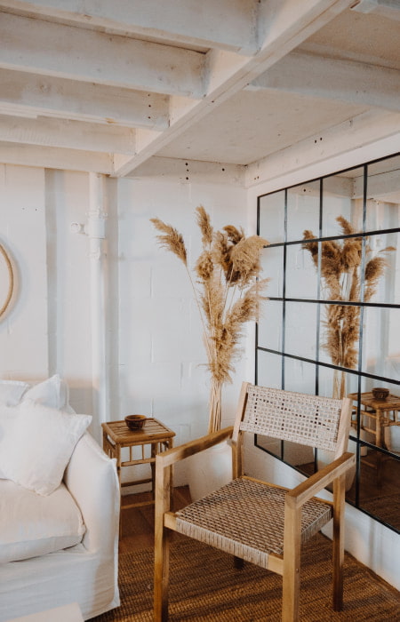 Rustic home décor with accent mirror on the wall - Beautiful Homes