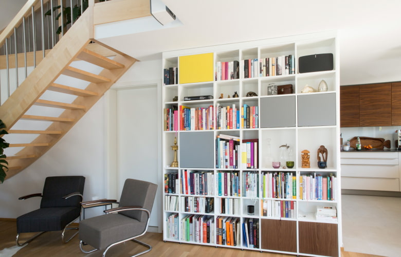 Simple bookshelf design for kitchen interiors - Beautiful Homes