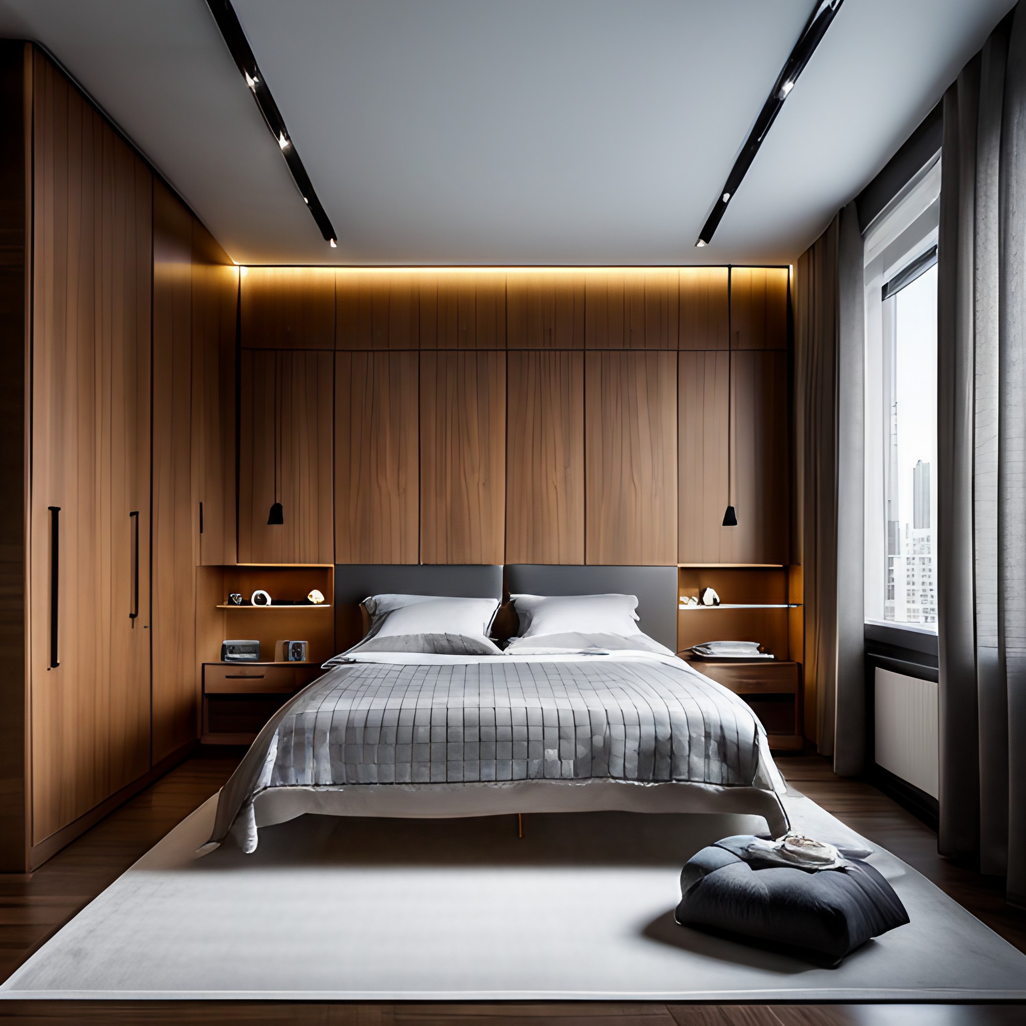 side & above the bed wardrobe design - Beautiful Homes