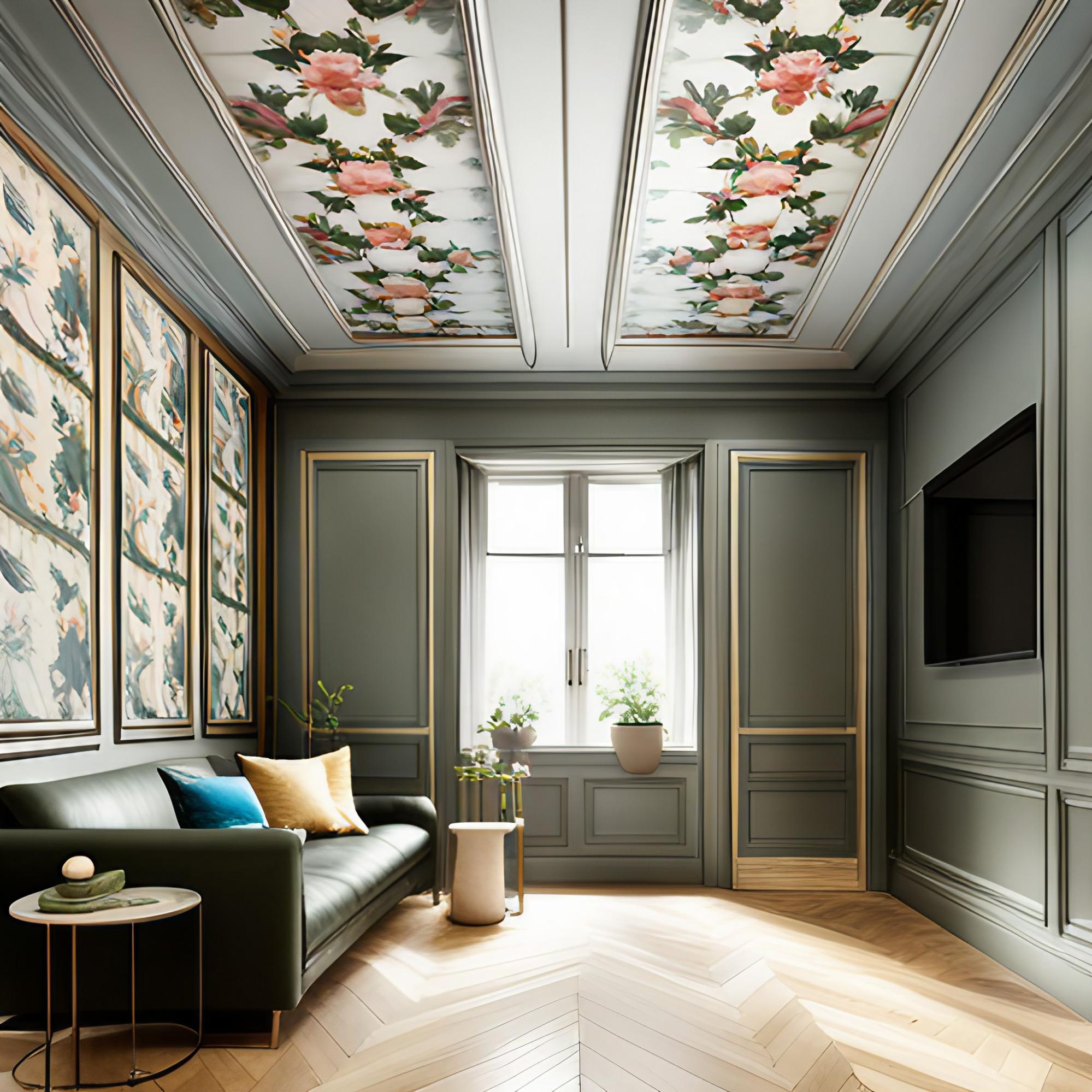 Patterned & colourful ceiling wallpaper - Beautiful Homes