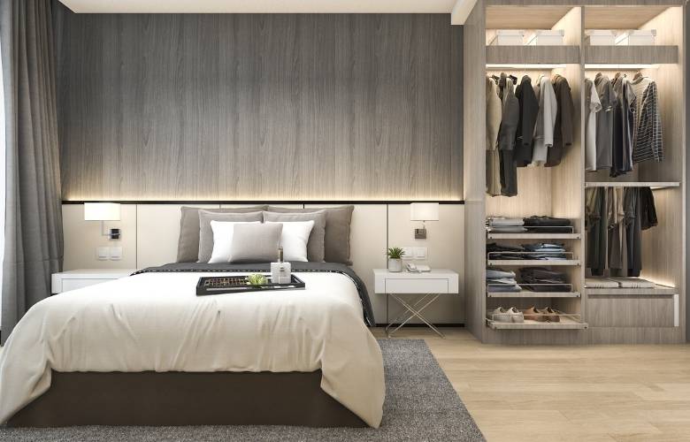 Contemporary walk-in closet open design for bedroom - Beautiful Homes