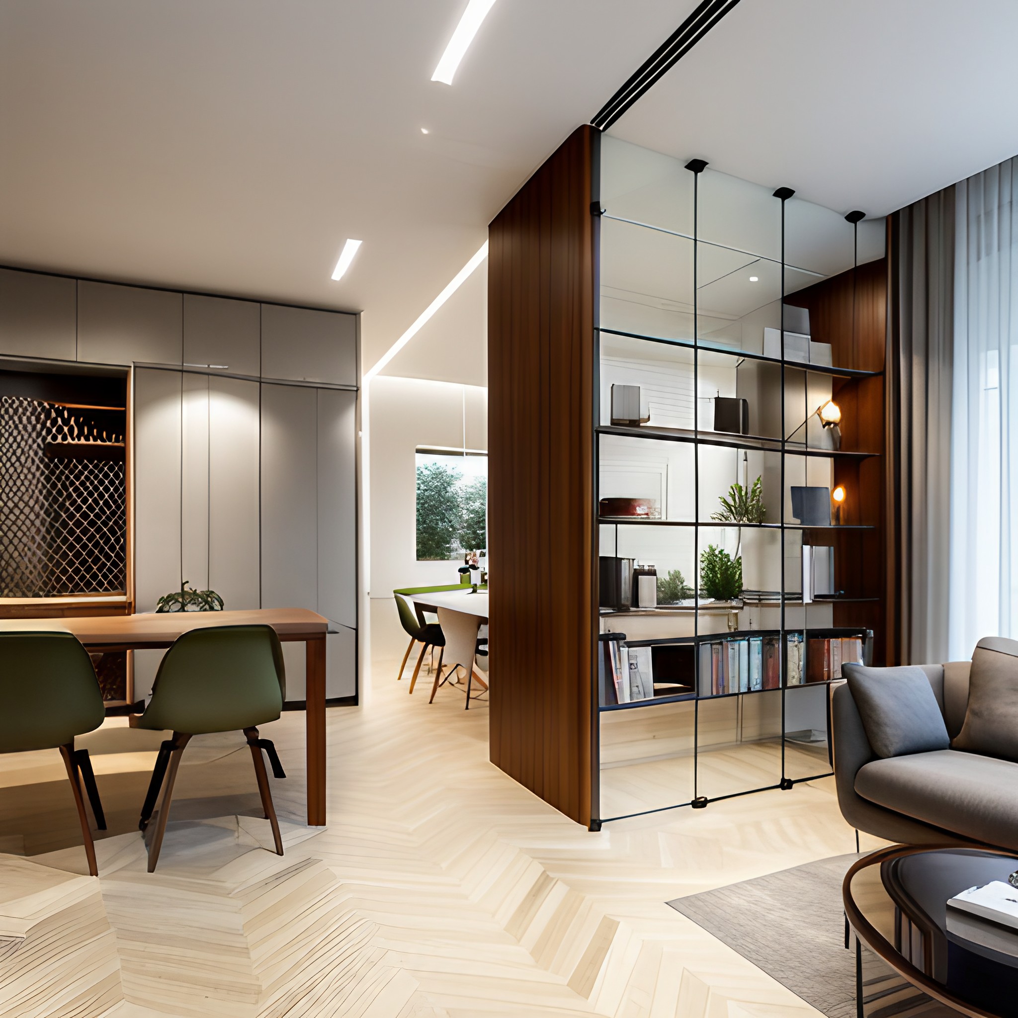 Glass partition with built in shelves for your home - Beautiful Homes