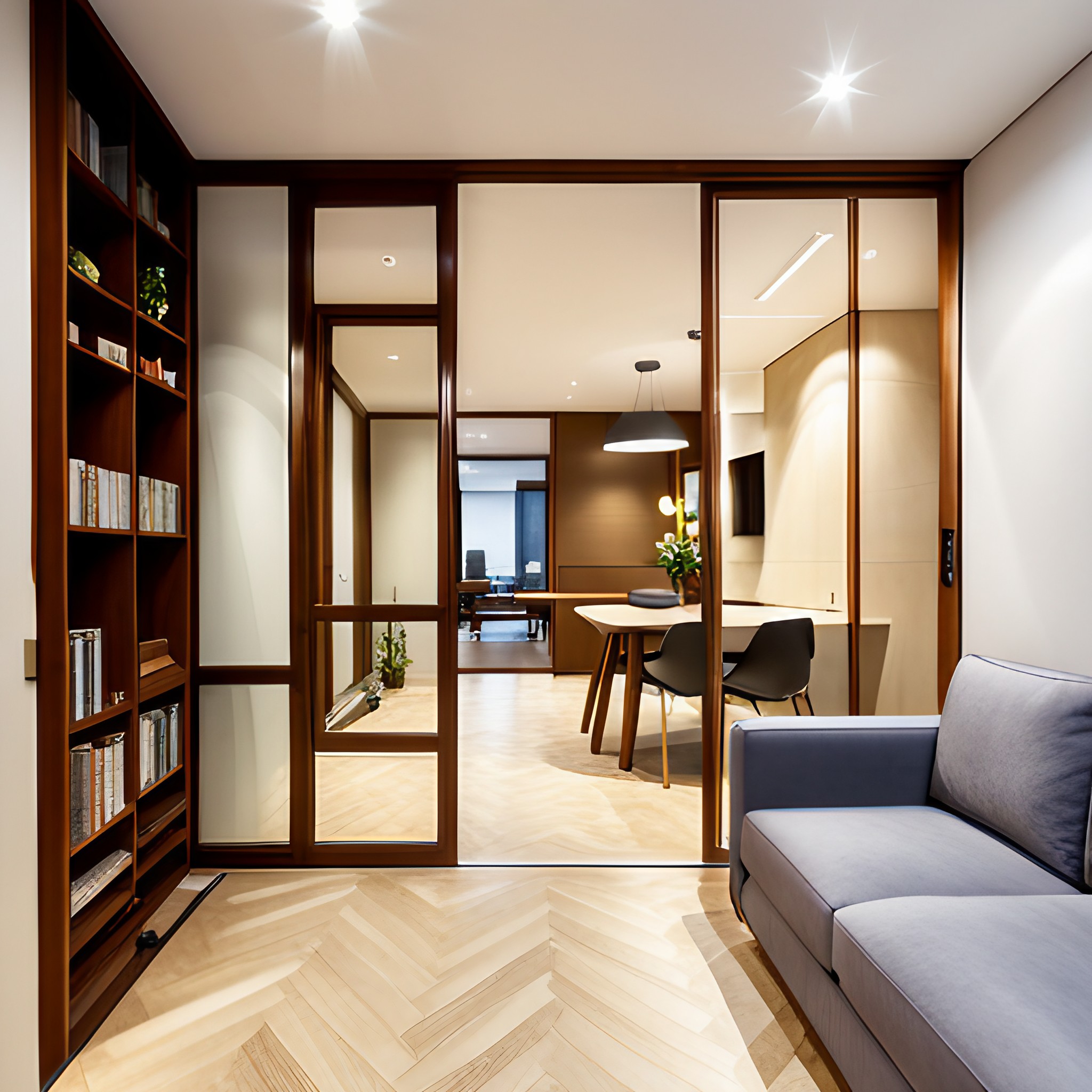 Glass partition with wooden frame for your home - Beautiful Homes