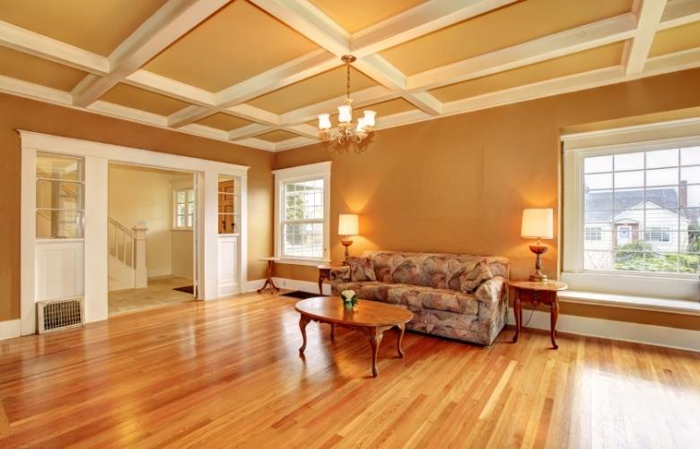 Hard wood false ceiling to enhance your living room look - Beautiful Homes