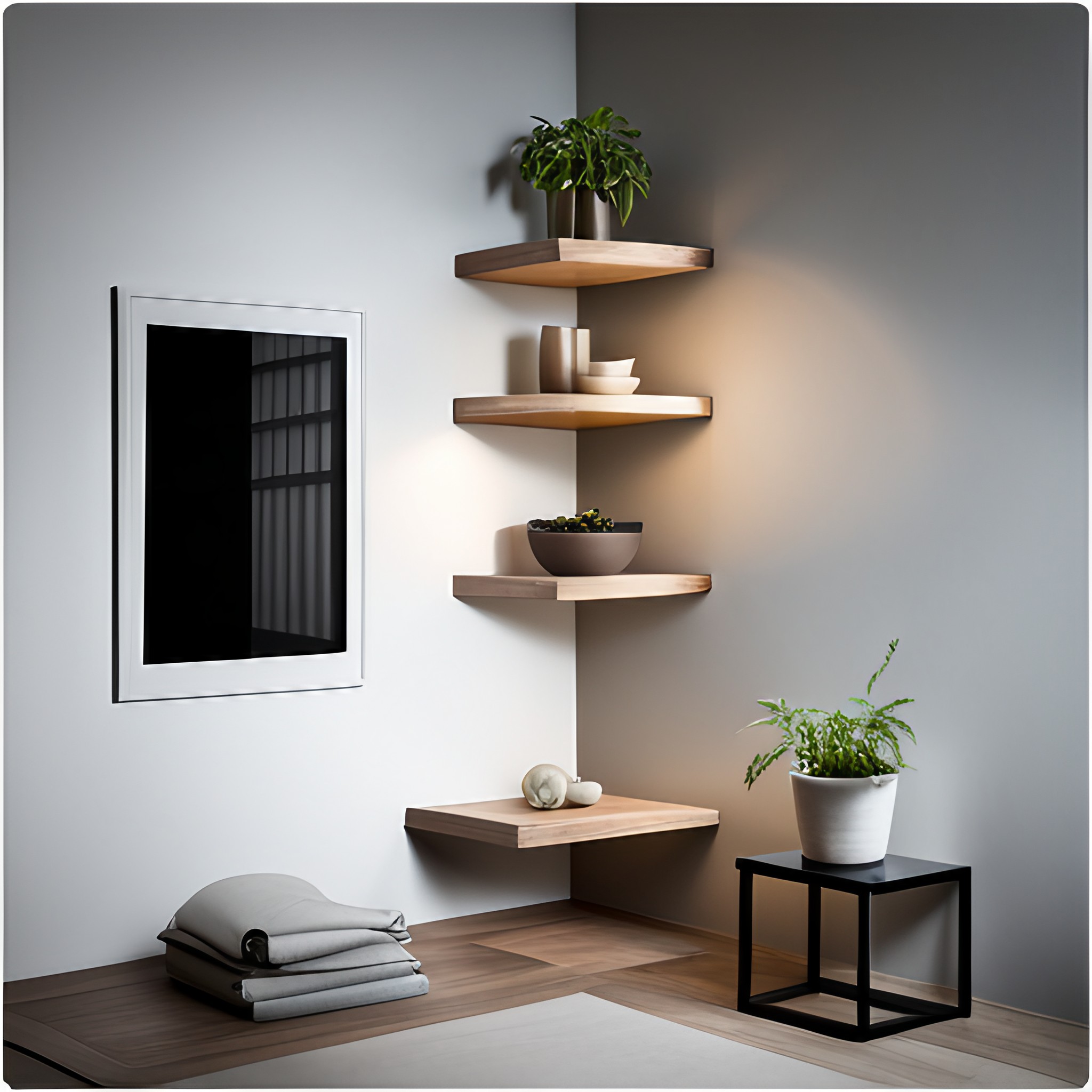 Floating corner shelf design - Beautiful Homes