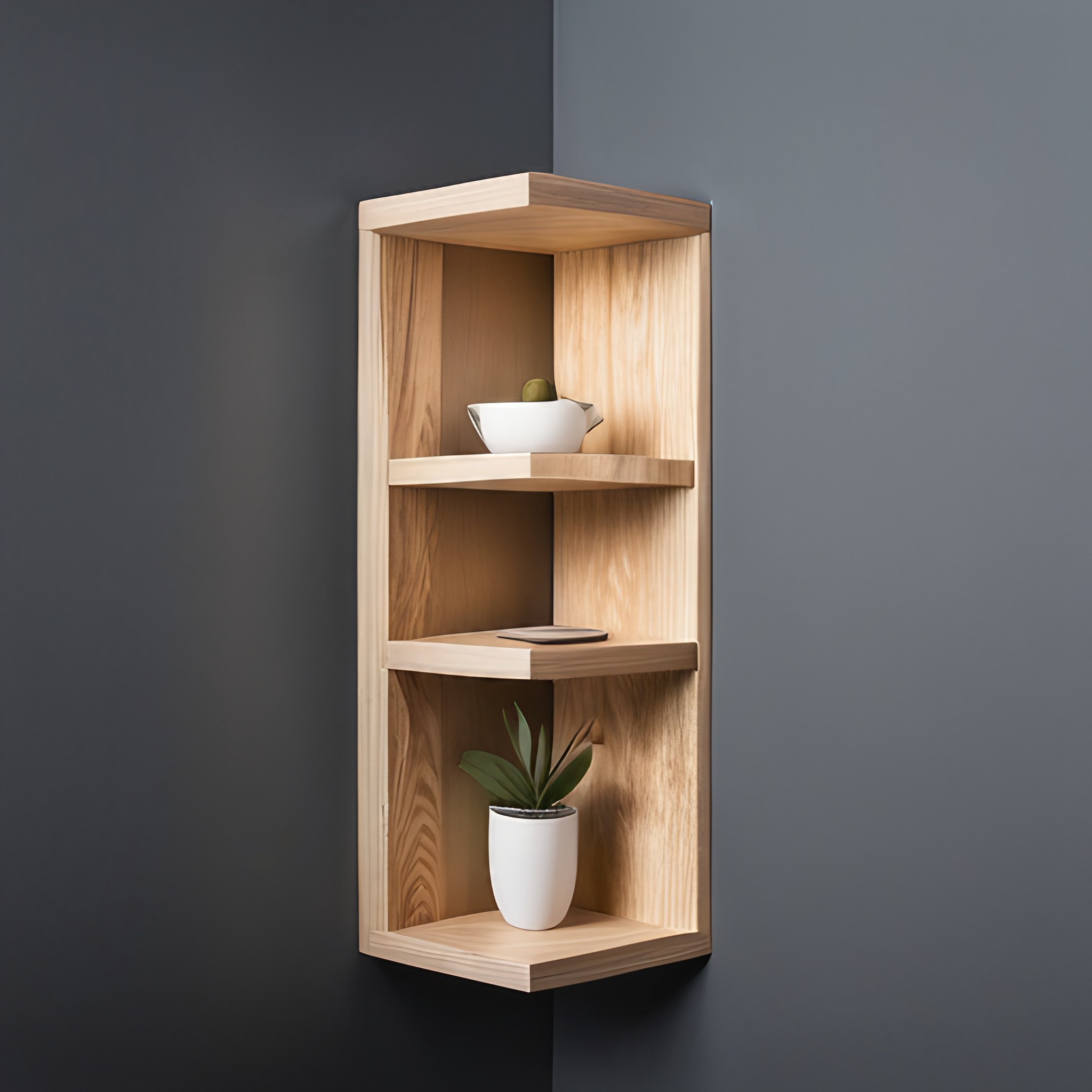 Olive corner shelf design - Beautiful Homes