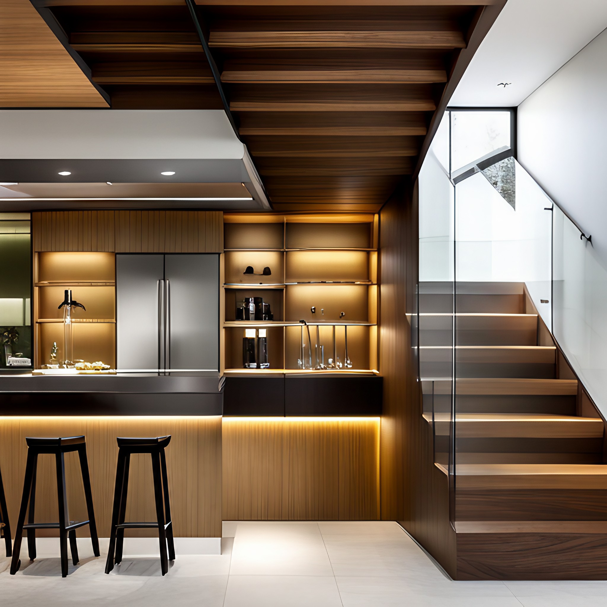 Mini bar ideas for your under stairs in living room - Beautiful Homes