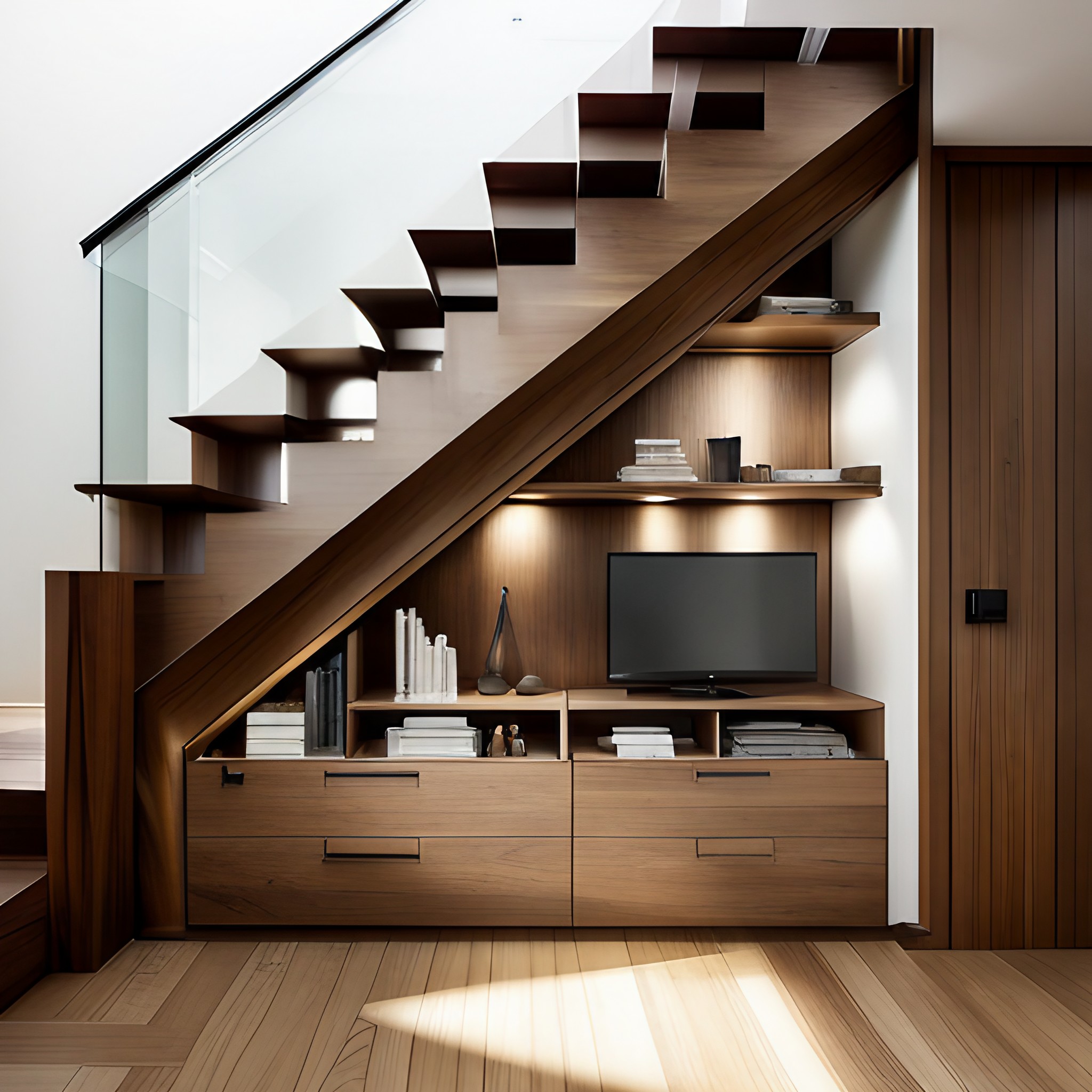 Drawers for extra storage under your living room stairs - Beautiful Homes