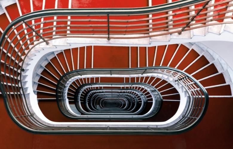 Red oxide painted stairs - Beautiful Homes