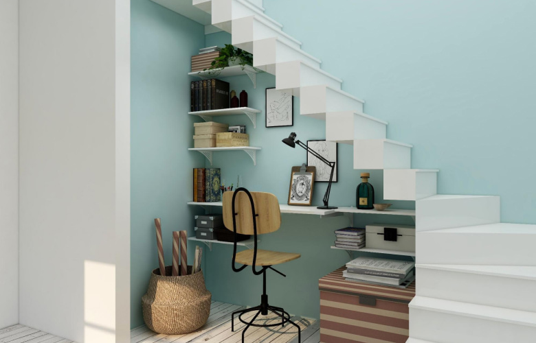 Workspace under the stairs - Beautiful Homes