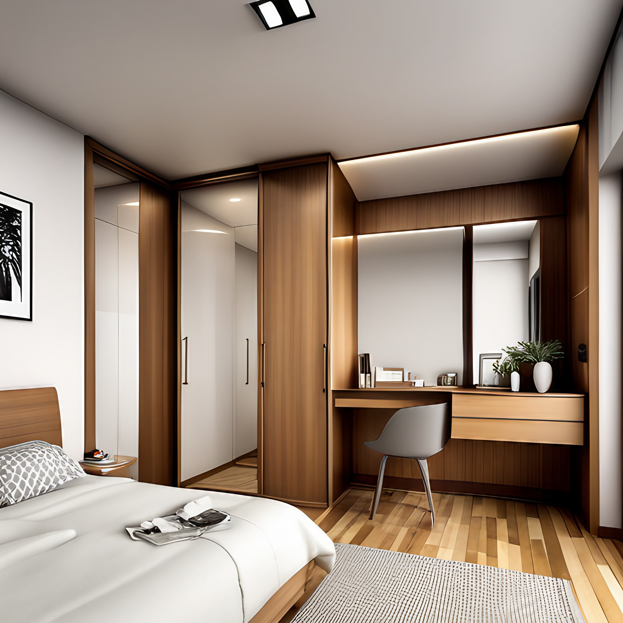 glass sliding wardrobe with dressing table design - Beautiful Homes