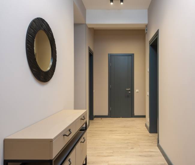 Small hallway design idea with pastel walls - Beautiful Homes