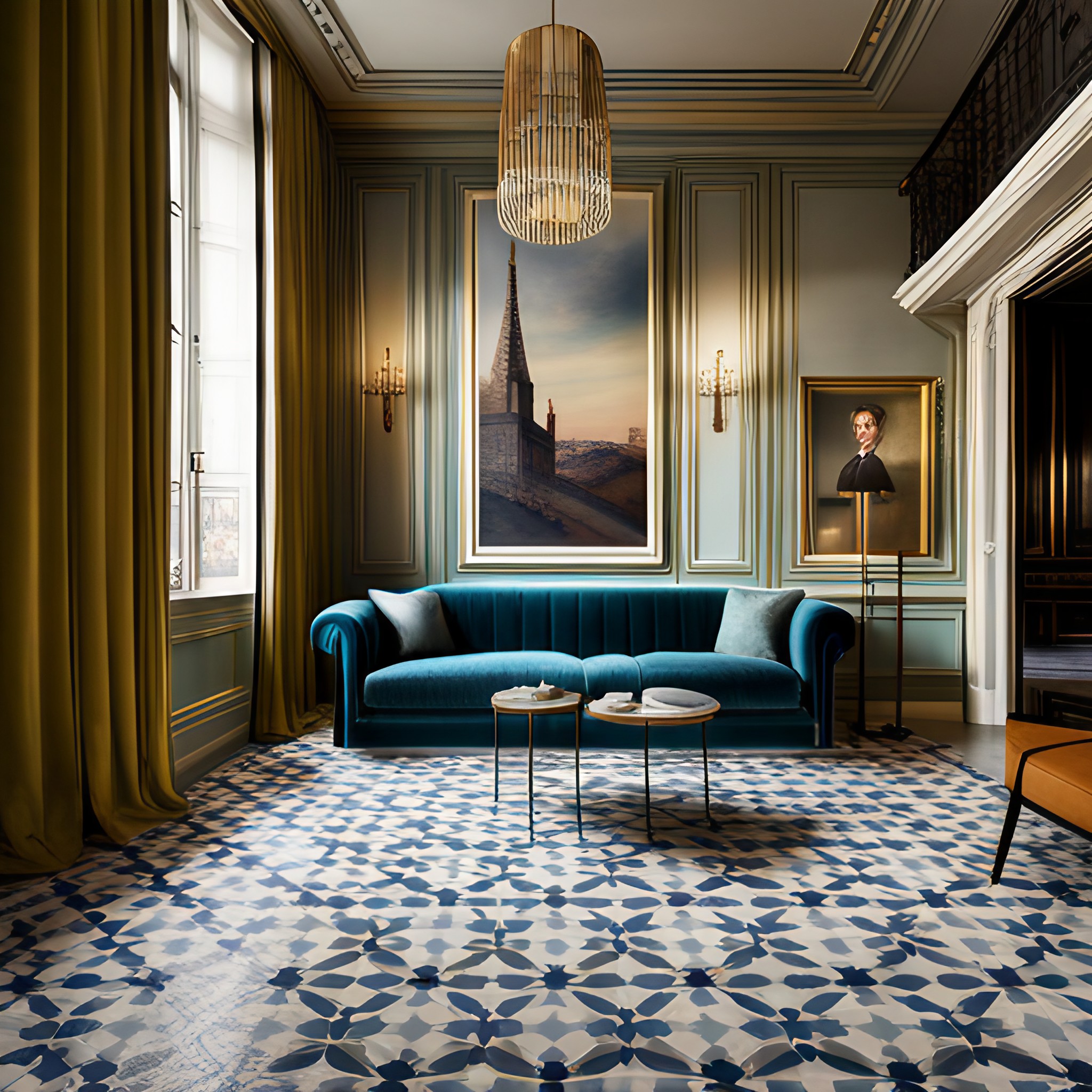 Mosaic tiles or small living room flooring - Beautiful Homes