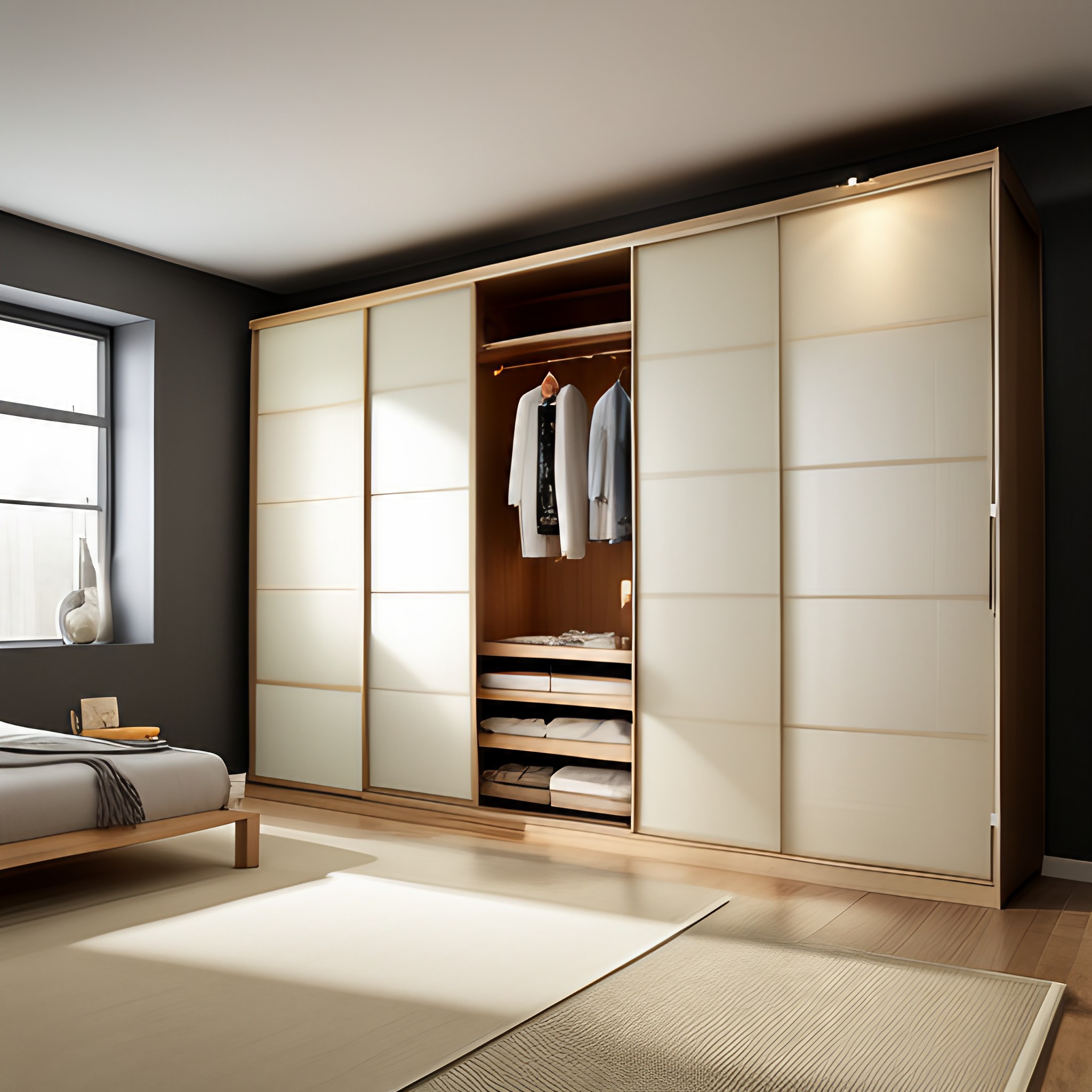 Japanese sliding wardrobe design with loft space - Beautiful Homes
