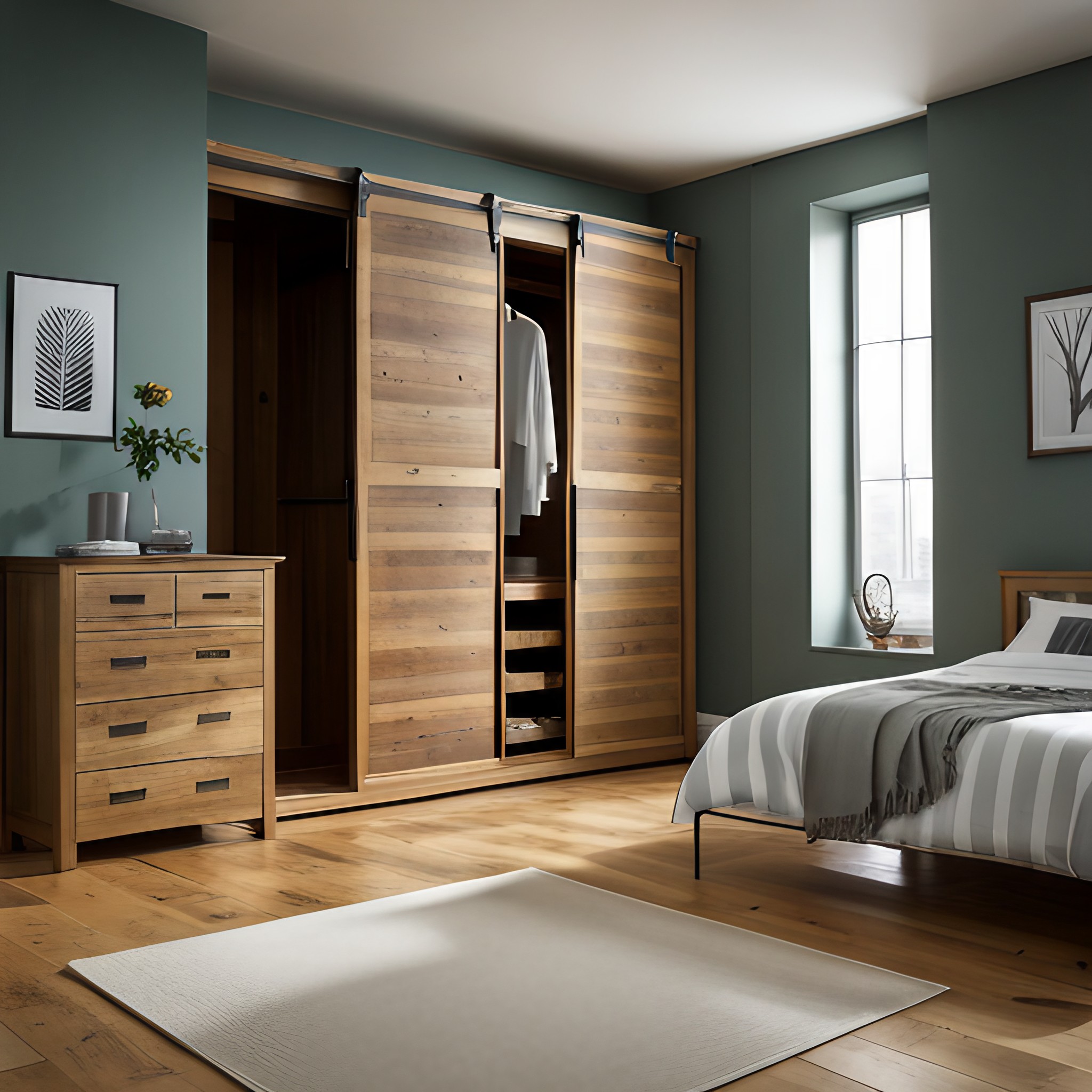 Rustic sliding wardrobe design with loft space - Beautiful Homes