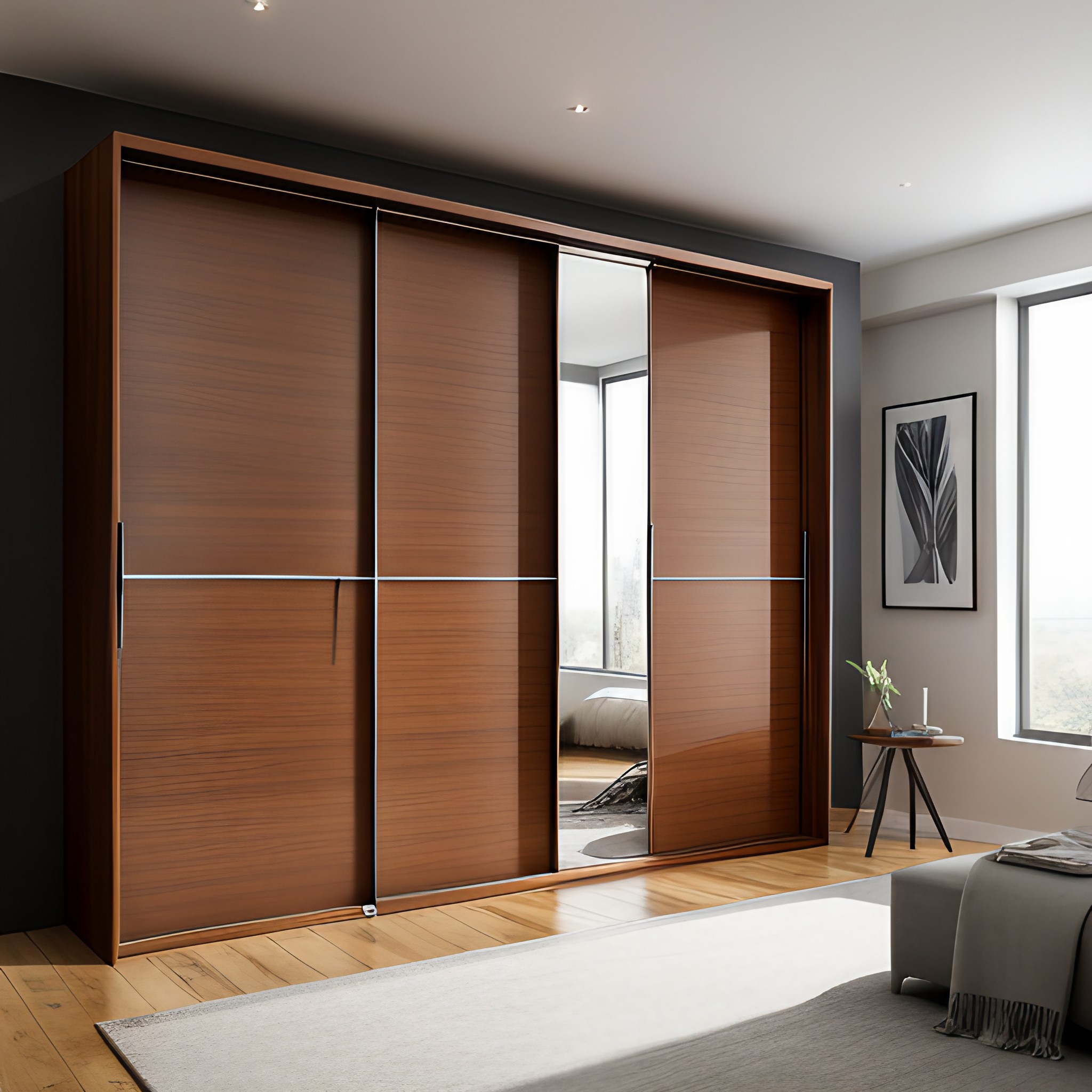 Wooden sliding wardrobe design with loft space - Beautiful Homes