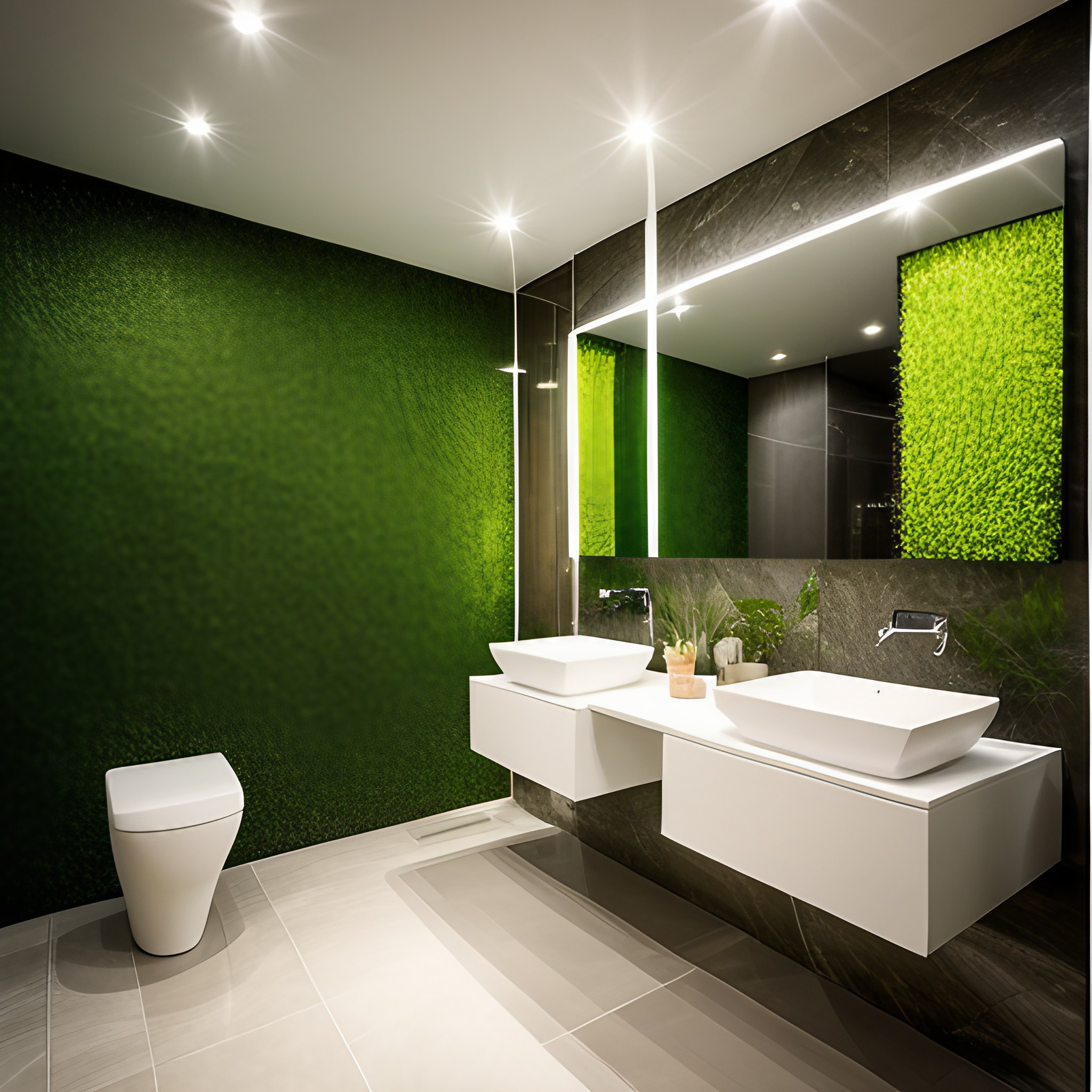 Artificial grass wall for bathroom - Beautiful Homes