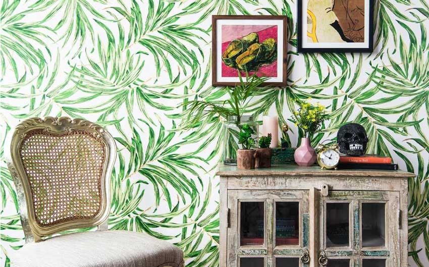 Water colour foliage pattern wallpaper for a fresh feel - Beautiful Homes Foliage wallpaper and pastel water coloured  wallpaper - Beautiful Homes