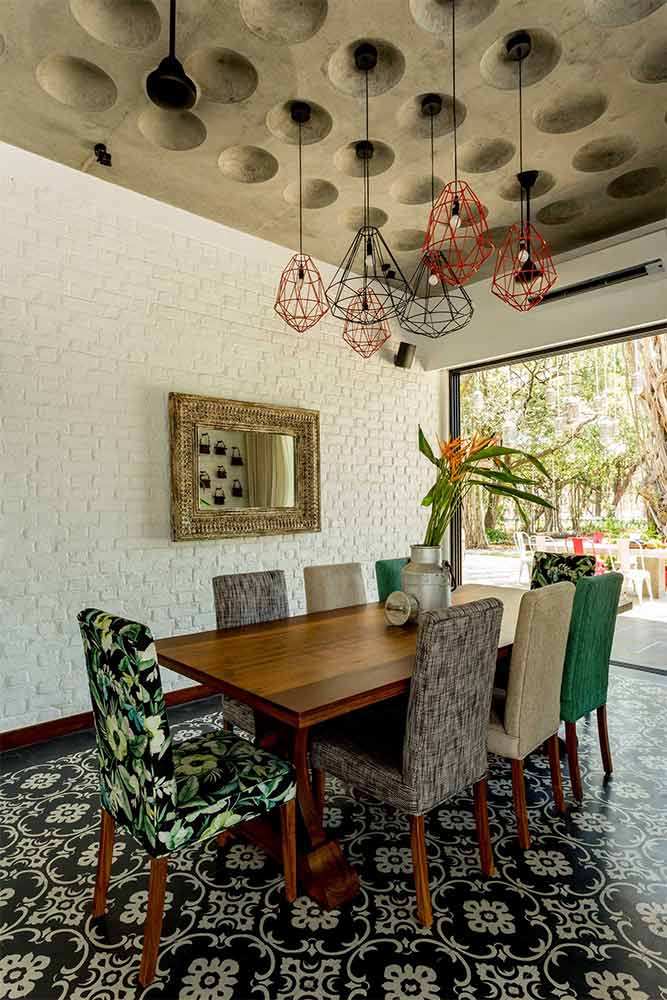 Concrete ceiling design style for outdoor seating area - Beautiful Homes