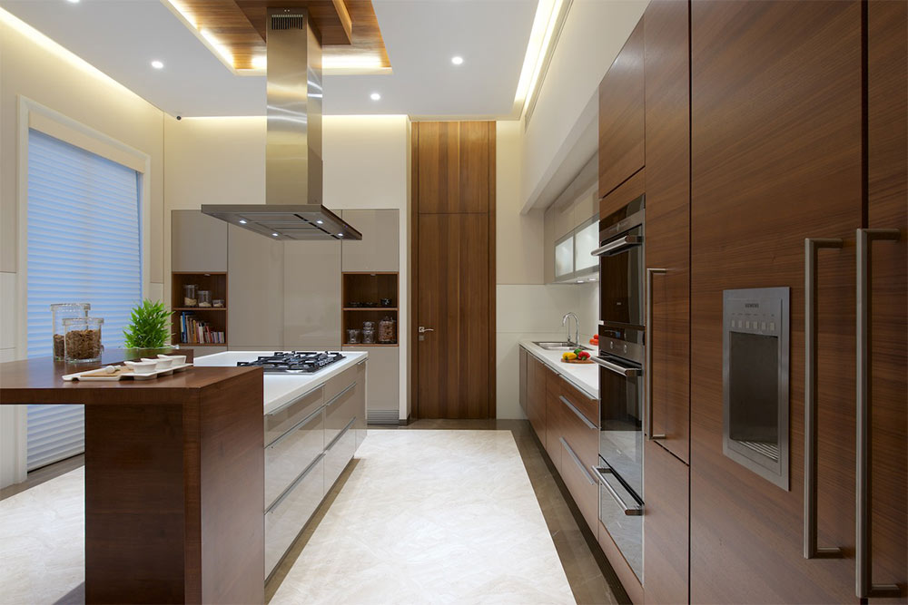 Modular kitchen ceiling design with kitchen island - Beautiful Homes