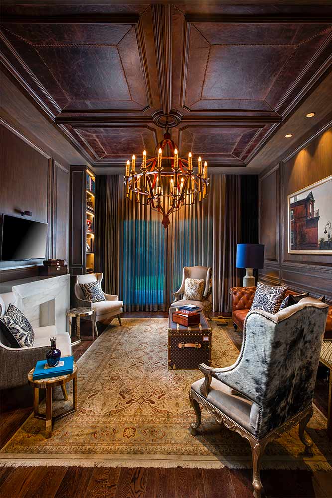 Statement ceiling design in a bar room - Beautiful Homes