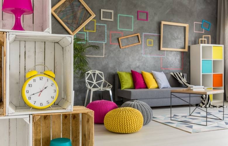 Make use of wall mounted storage space for a spacious looking room - Beautiful Homes