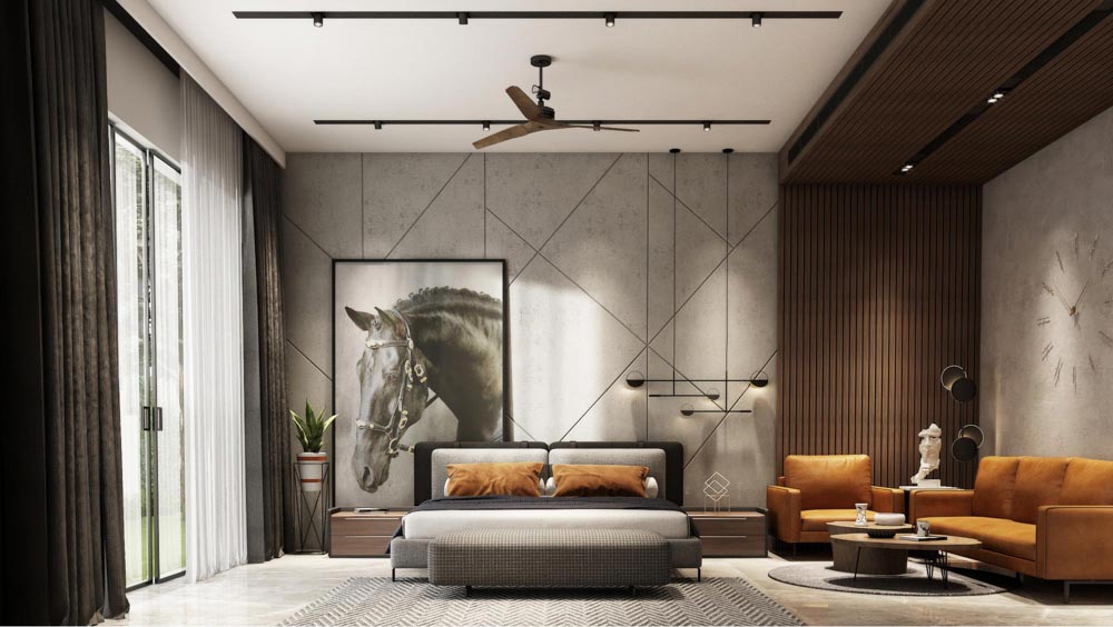 Contemporary living room with ambient light highlighting the in built clock - Beautiful Homes