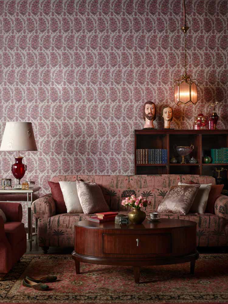Fluted glass pendant light with warm pink glow as ambient lighting - Beautiful Homes