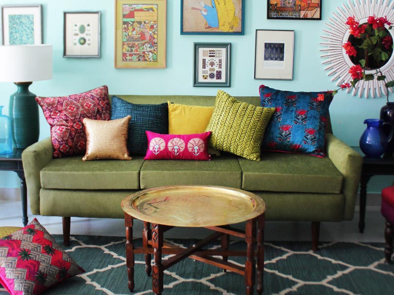 Vibrant cushion colour combination for living room décor – Beautiful Homes