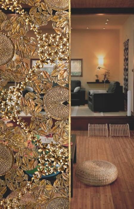 Golden finish partition design for home decoration - Beautiful Homes
