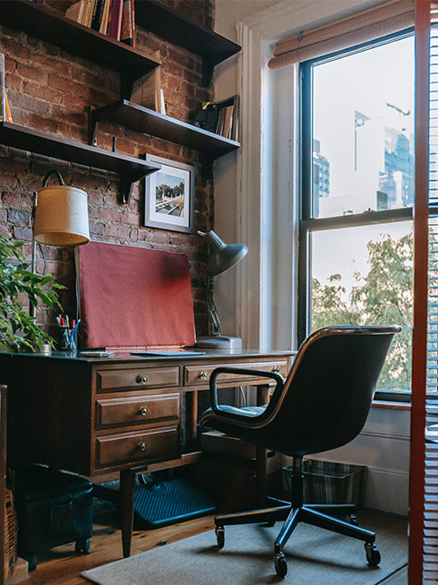 Brick wall painting design with open shelf - Beautiful Homes