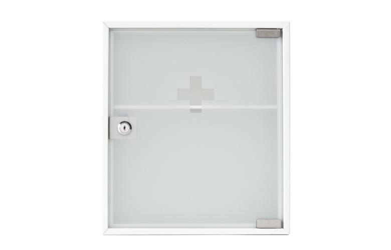White medicine cupboard with lock - Beautiful Homes