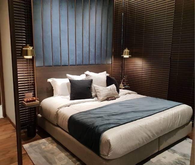 Queen sized bed in the bedroom interior design - Beautiful Homes