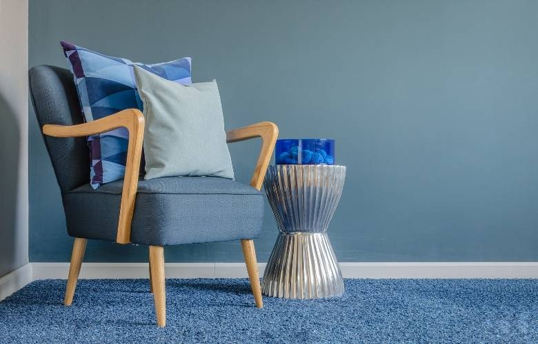 Blue floor carpet with a armchair - Beautiful Homes