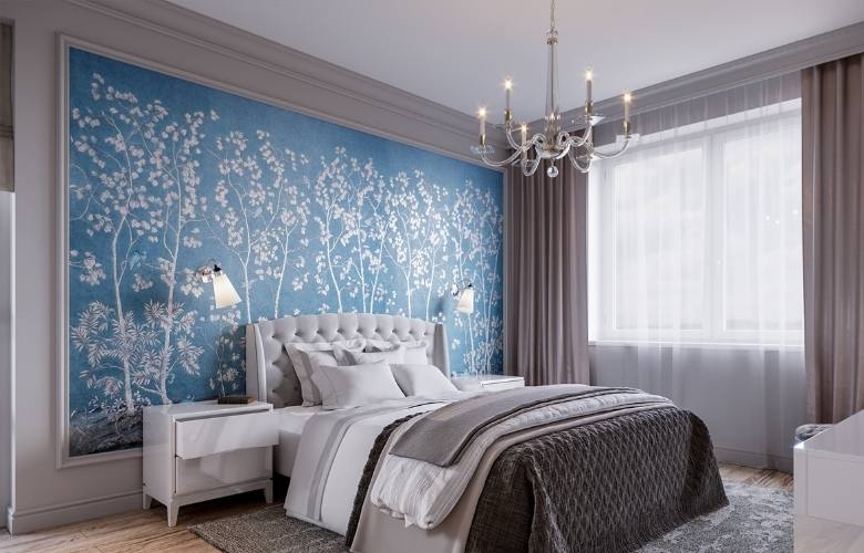 Blue textured wallpaper for rooms - Beautiful Homes