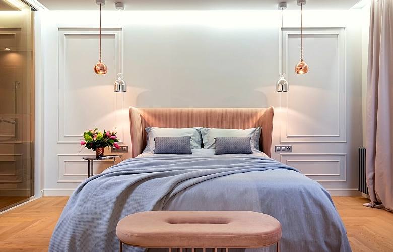 White wall paint in the bedroom interior design - Beautiful Homes