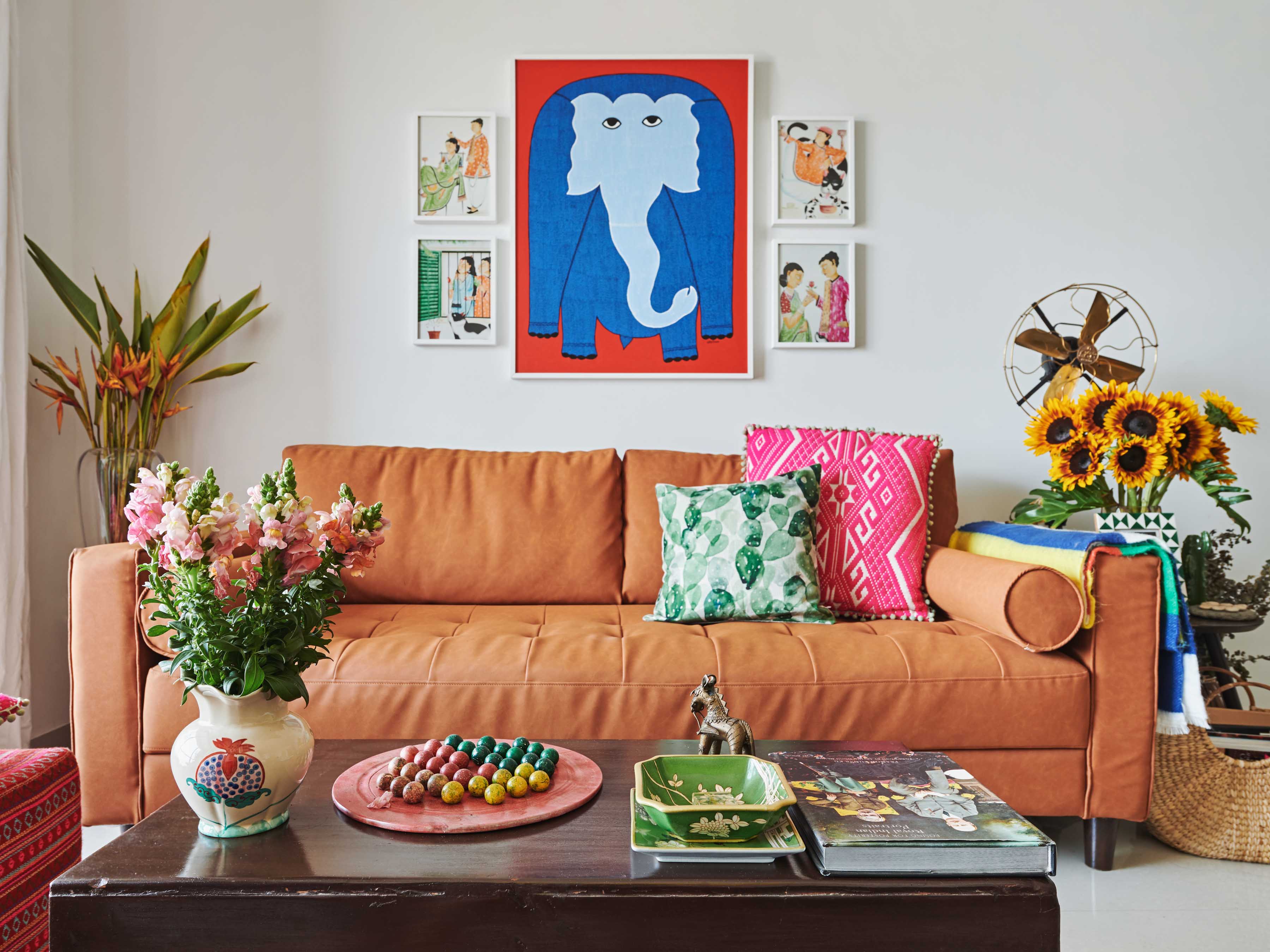 The faux leather couch from the Narain's apartment - Beautiful Homes