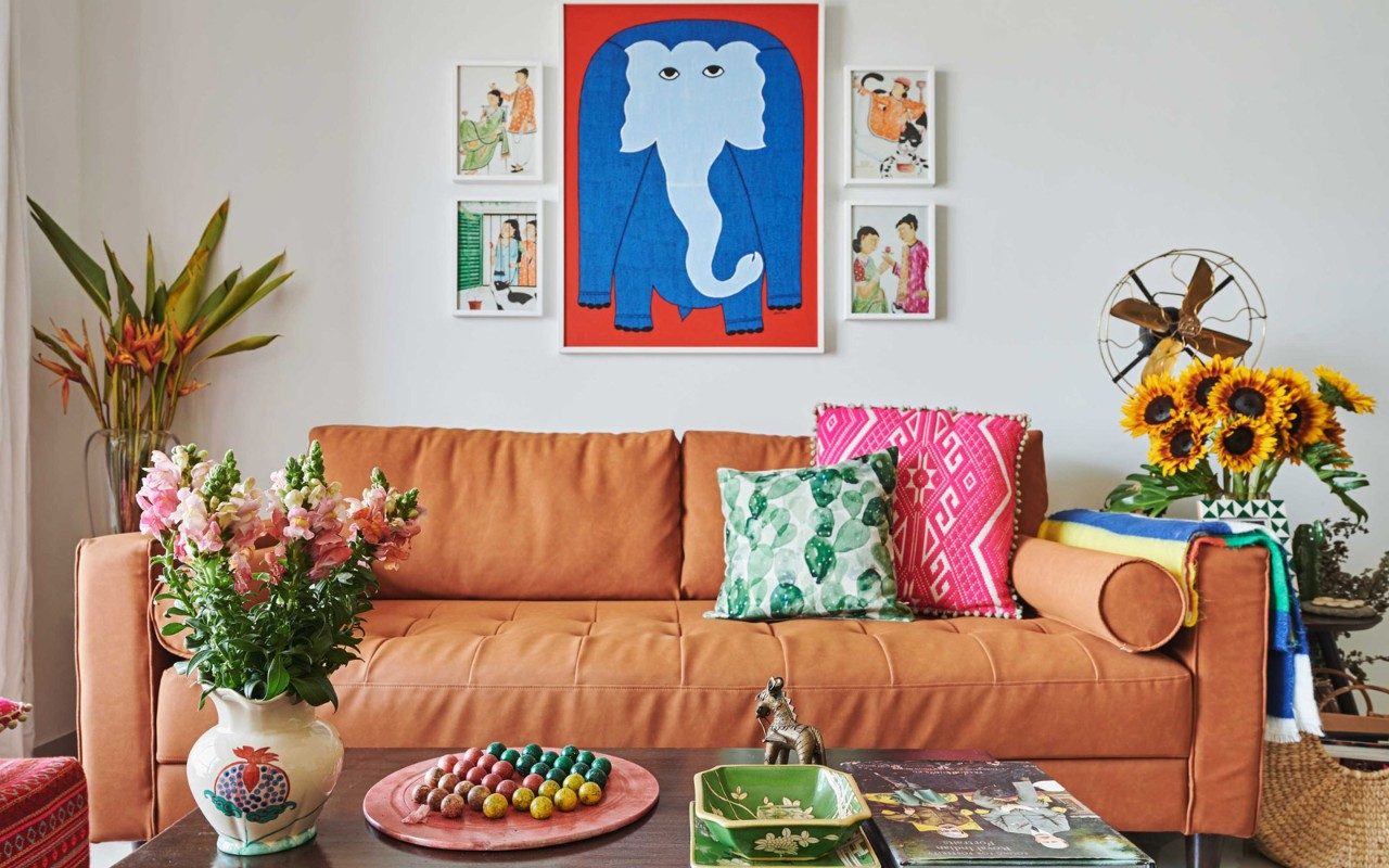 The faux leather couch from the Narain's apartment - Beautiful Homes