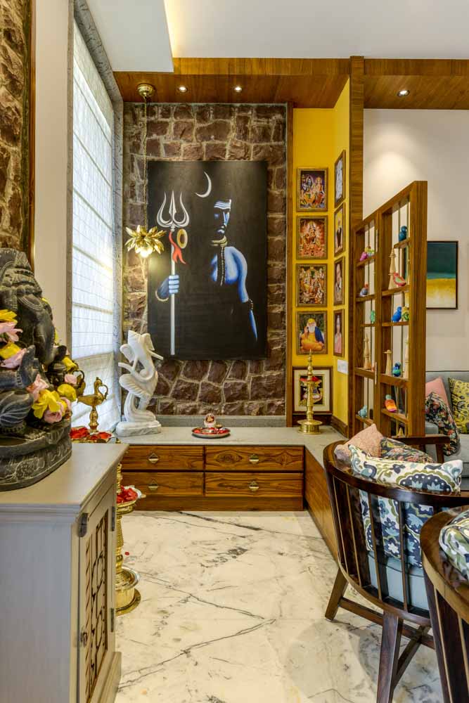 Pooja Room Design Idea to Incorporate Within The Living Room -  Beautiful Homes