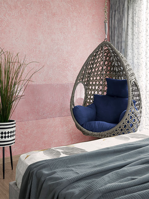 An indoor swing inside the bedroom