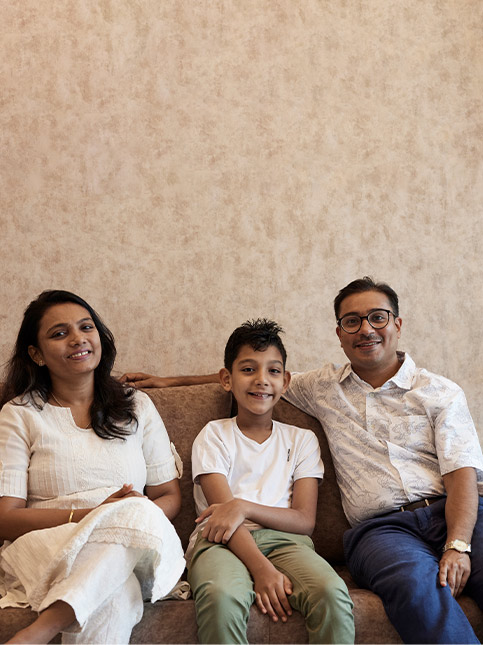 A family portrait of the homeowners