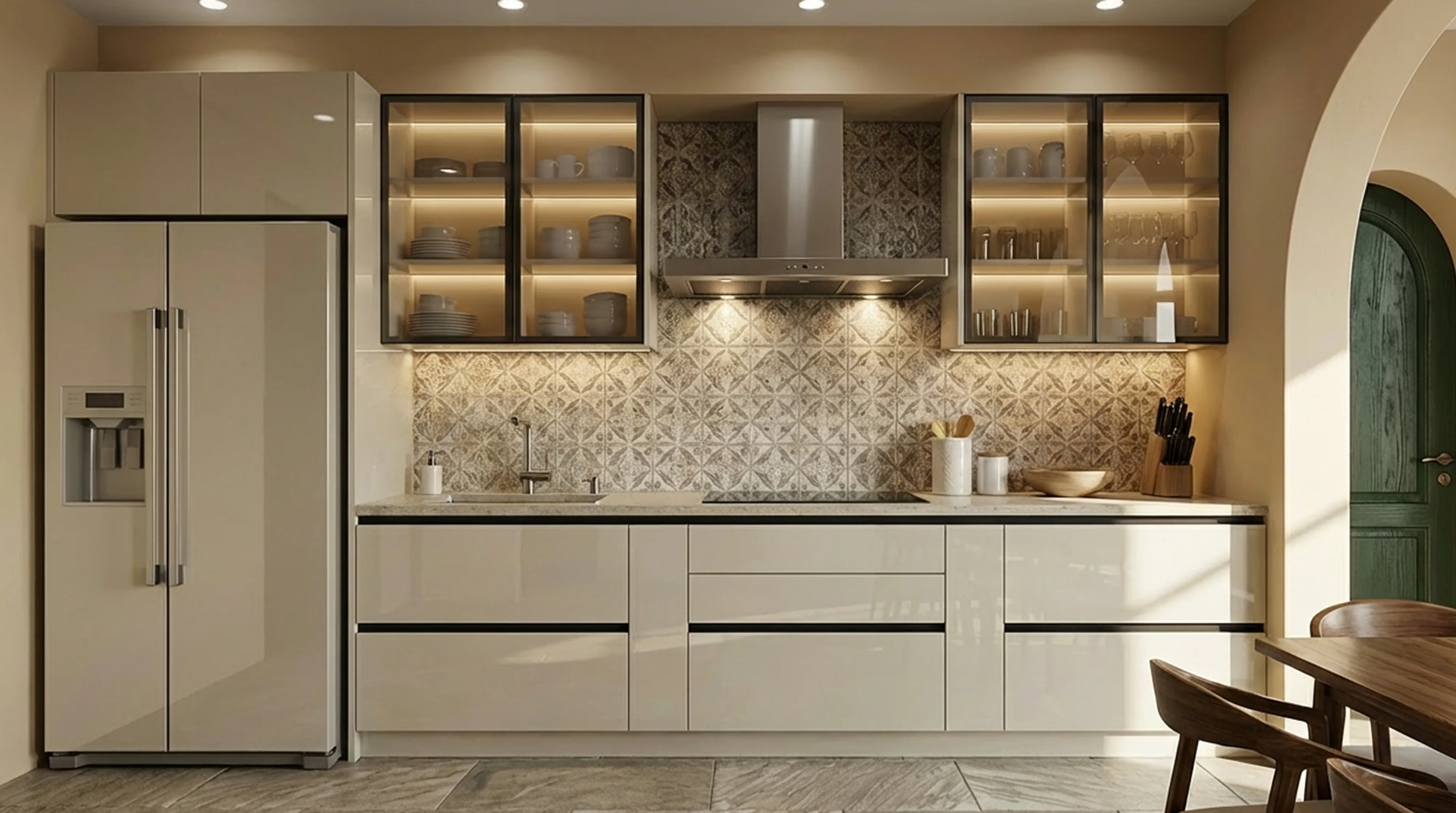 Artisanal Straight Kitchen with Ivory Cabinets