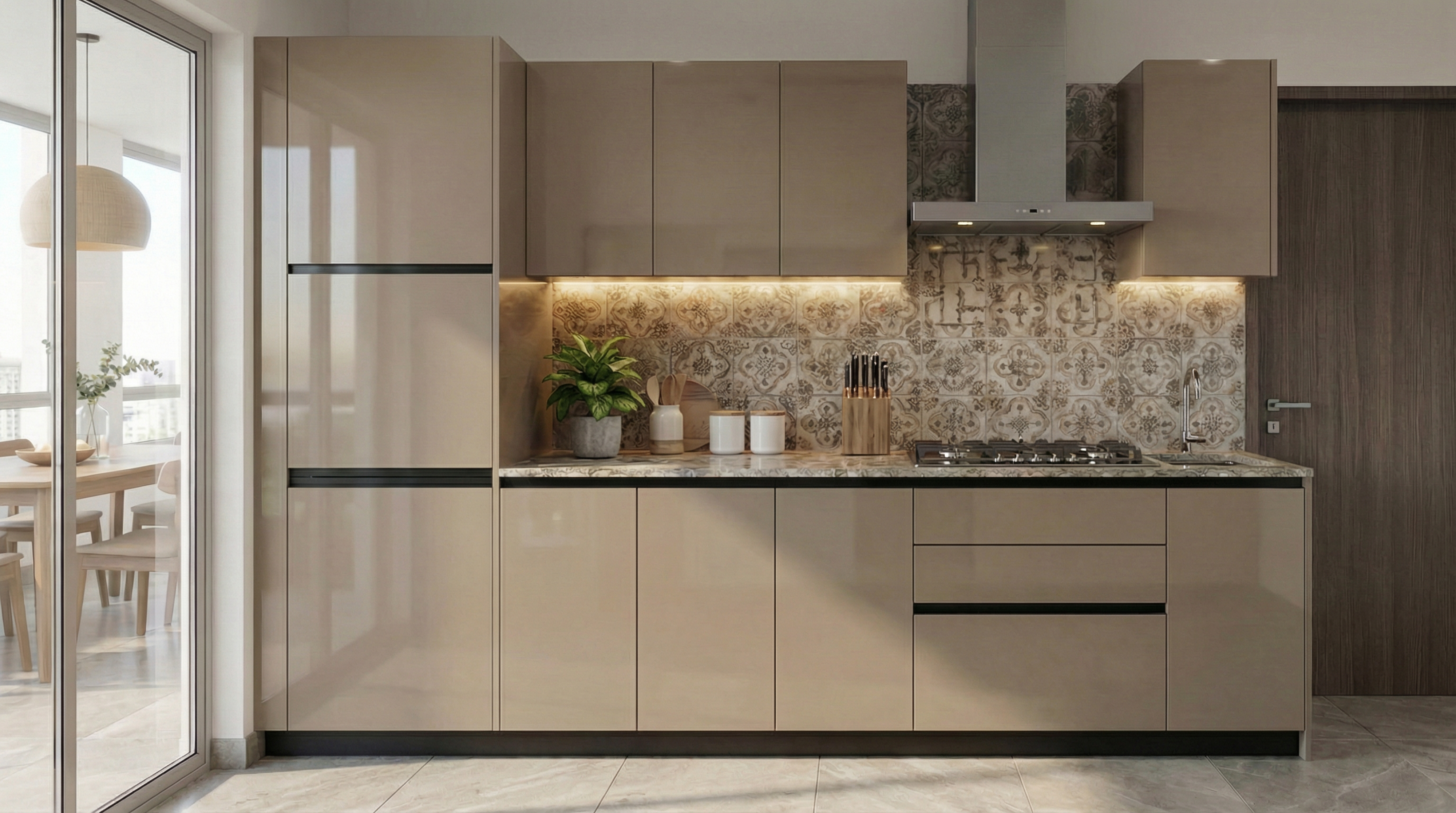 Elegant Straight Kitchen with Matt Grey Cabinets