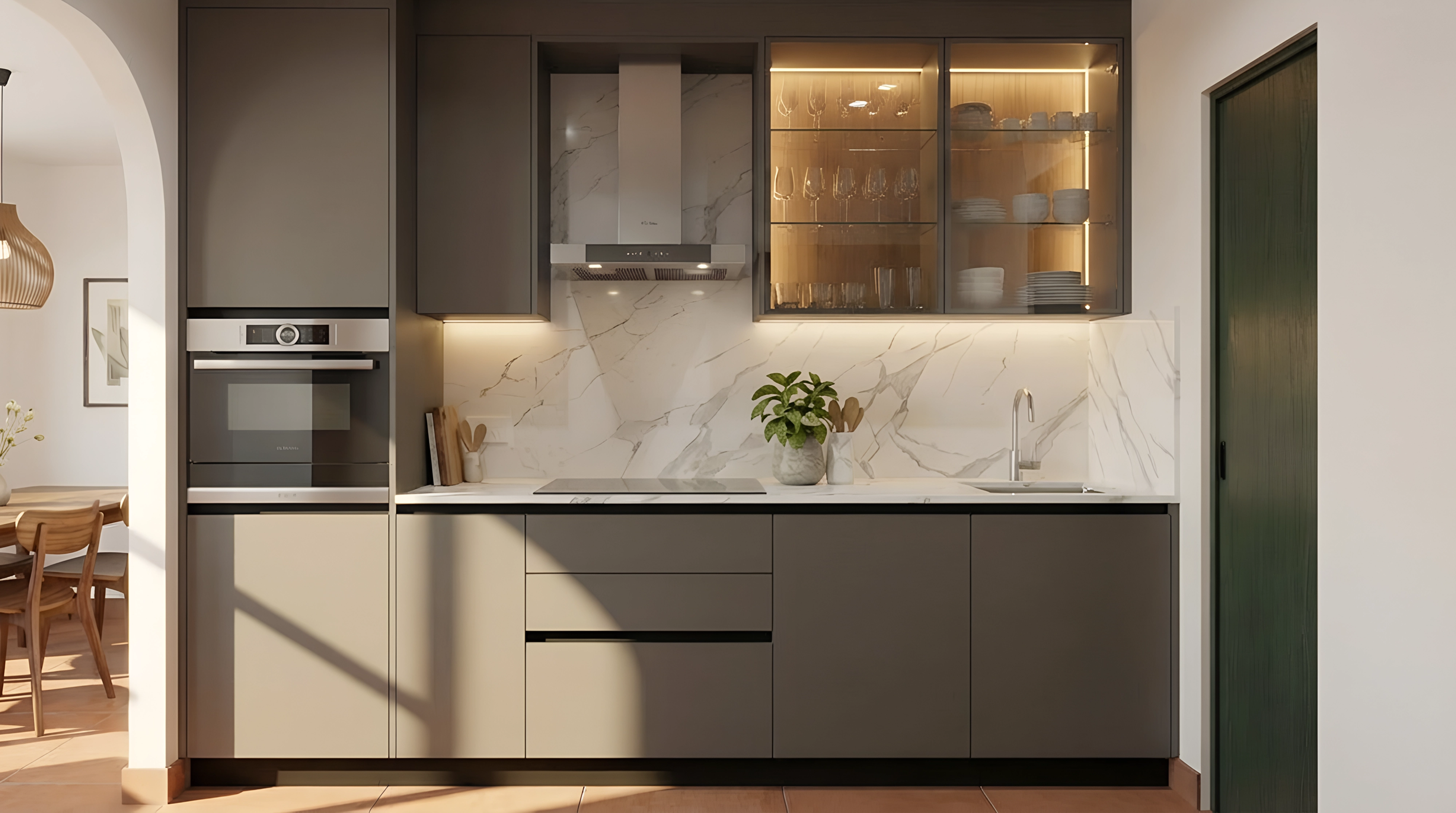 Bespoke Straight Kitchen with Matt Titanium Grey PU Cabinets