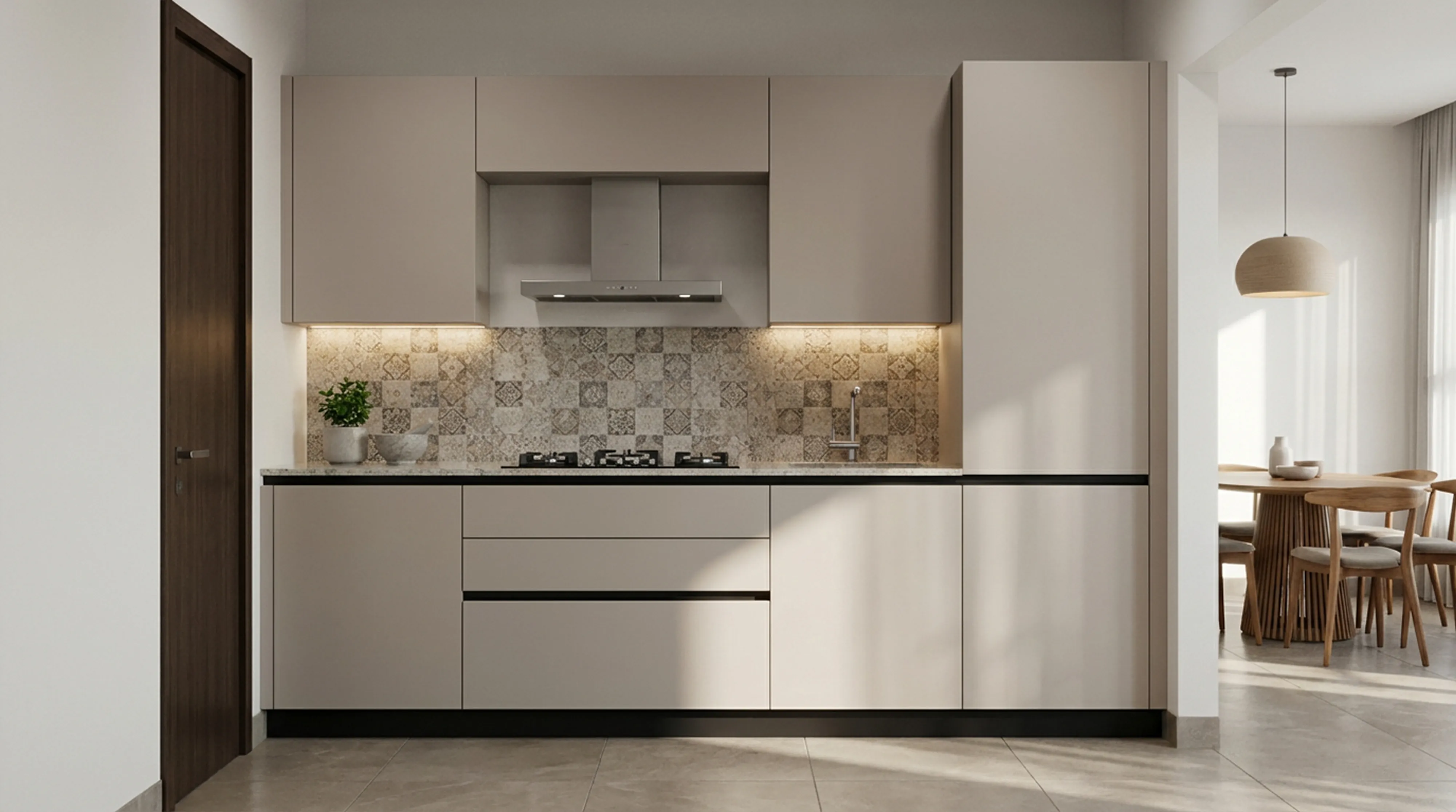 Timeless Straight Kitchen with Matt Jersey Grey Cabinets