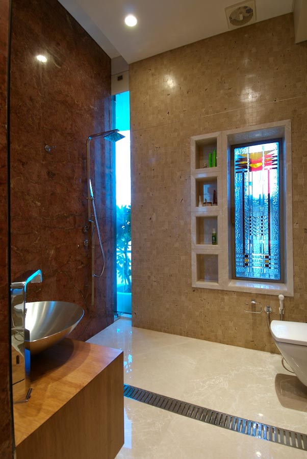 Tinted glass design for bathroom shelves - Beautiful Homes