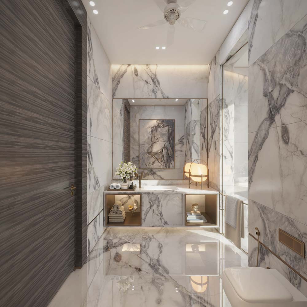 Look for nooks & niches within the bathroom design to find unused spaces for bathroom storage purpose - Beautiful Homes