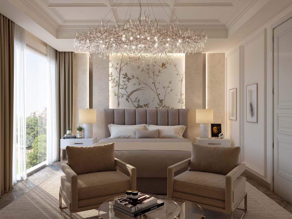 Beautiful lighting installation across the bedroom - Beautiful Homes