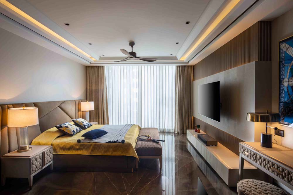 Overhead bedroom lighting fixture across the room for bedroom décor - Beautiful Homes