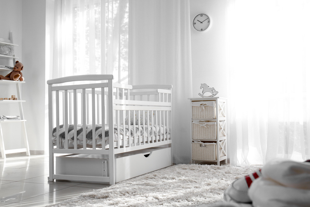 White Crib Bed Design With a Custom Drawer For Storage For New Born Baby - Beautiful Homes